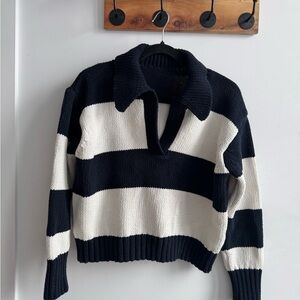 Zara Black and White Collared Sweater